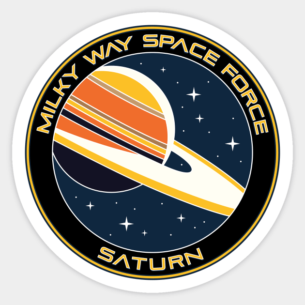 Milky Way Space Force - Saturn Sticker by The Antlered Wolf